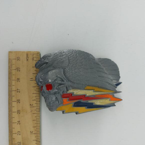 Biker Skull Eagle Lightning Bolt Belt Buckle Enamel Skeleton - Picture 3 of 11